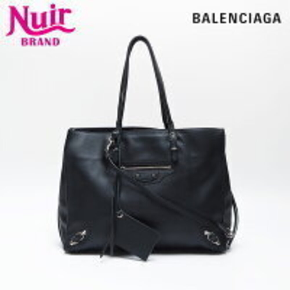 Balenciaga Paper Leather Tote Bag Black